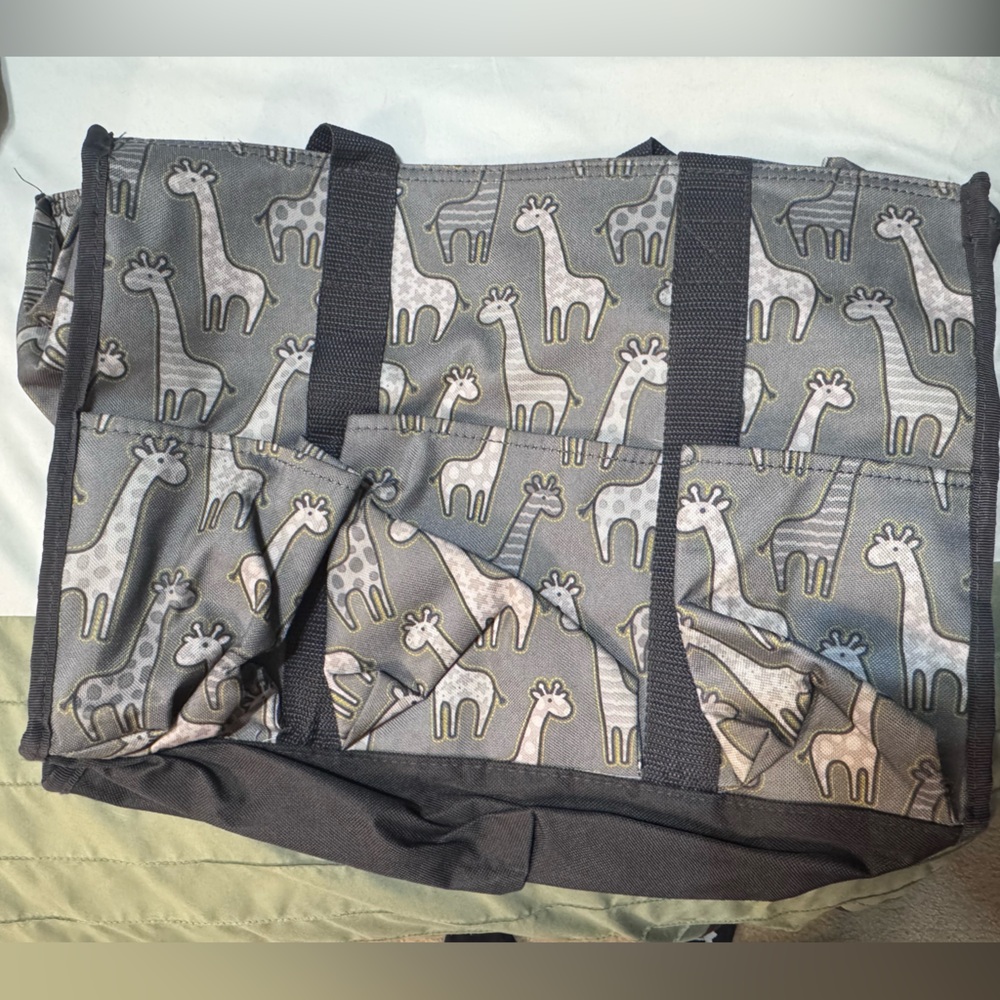 Thirty-One Gray Giraffe Print Tote